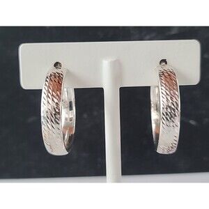 Milor Italian 950 Silver Etched Hoop Earrings Vintage